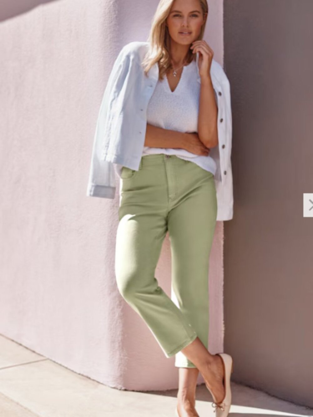 J. Jill Denim High-Rise Straight-Leg Cropped Olive Green Jeans Fall Sz 14